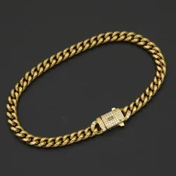Monaco anklet 6mm Cuban chain women's anklet copper material electroplated 14k gold men's anklet length can be customized