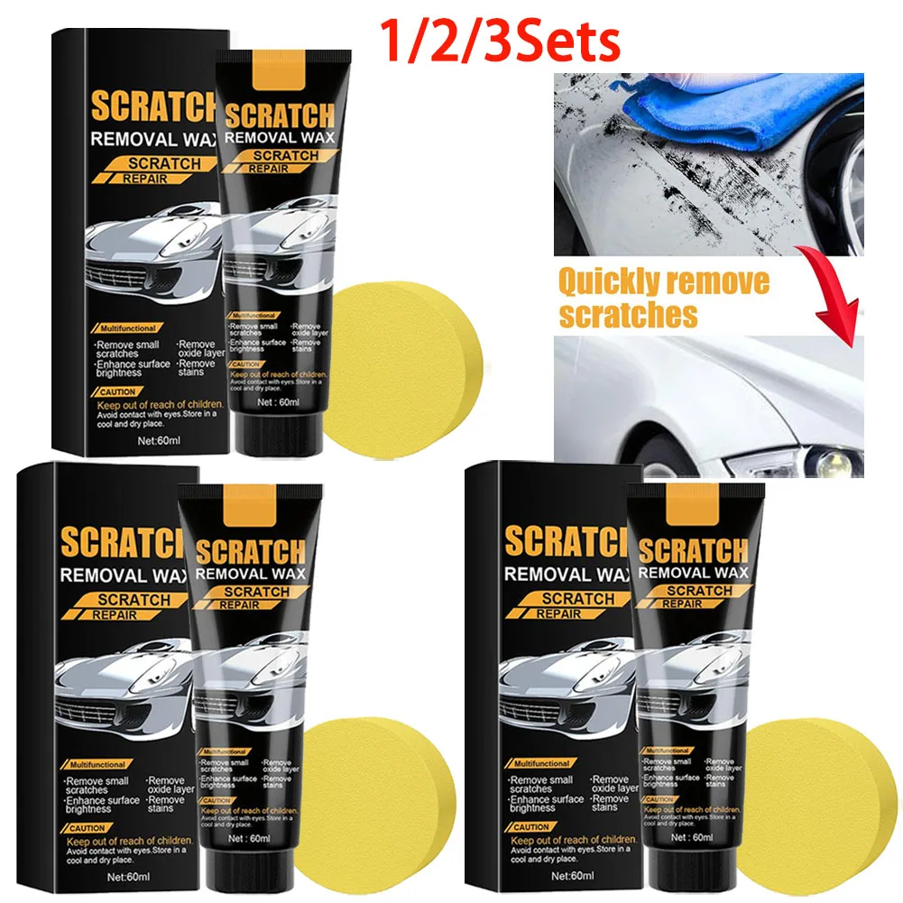 1/2/3Sets Car Scratch Remover Polish Wax, Restores Shine & Repairs Paint Marks, Universal Coating Agent for Daily Auto Care