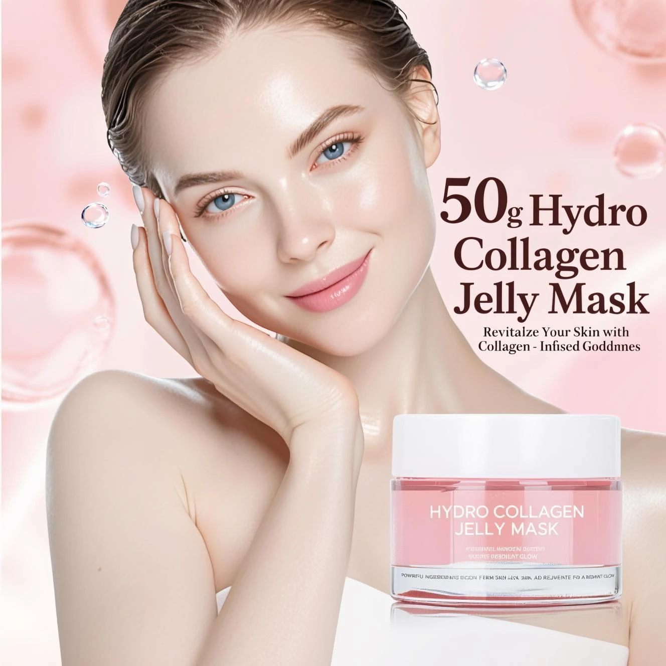 Hydro Collagen Jelly Mask 50 ml – hydrolysierte Kollagen- und Hyaluronsäure-Schlafmaske für Gesicht, feuchtigkeitsspendend und straffend über Nacht