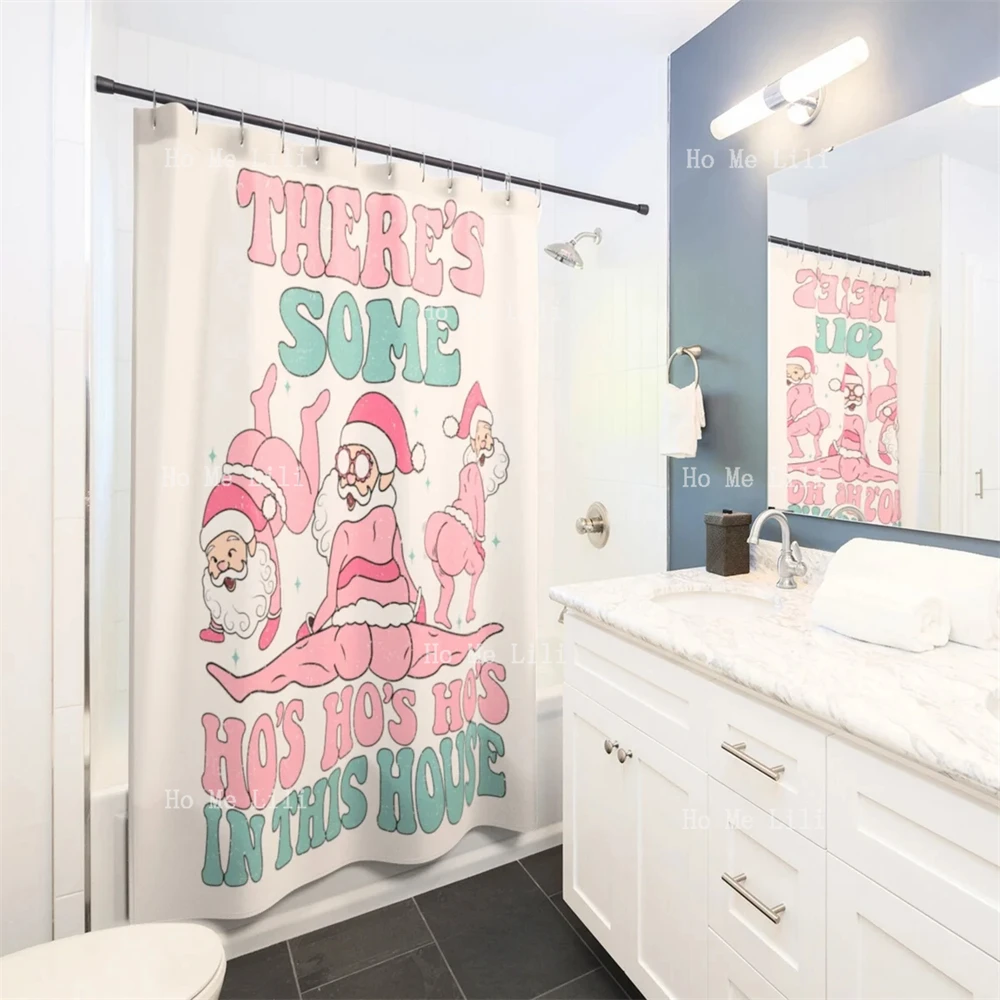 Funny Christmas Pink Xmas Vibe Cream Shower Curtain Unique Bathroom Decor Housewarming Gift