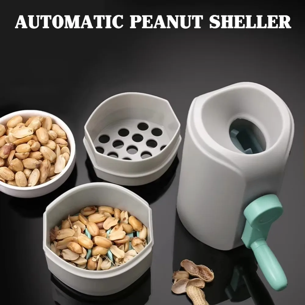 New Automatic Peanut Sheller White Gadget Shell Peanut Opener Hand Crank Peanut Peeler