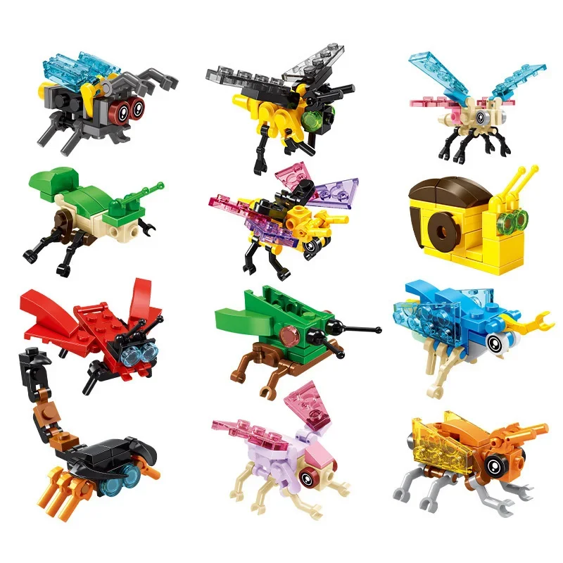 

12pcs Interesting And Fun Mini Simulation Insect Series Building Blocks Bricks Toys Christmas Gifts