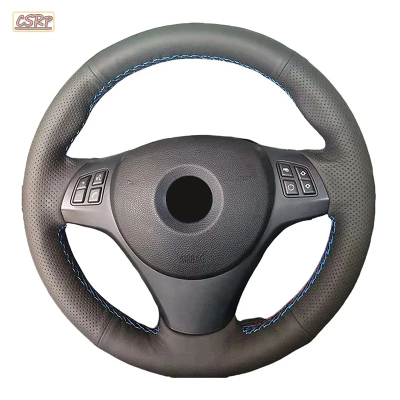 Full Black Leather Car Steering Wheel Braid Soft Leather Cover For BMW E81 E90 Pack M Sport M3 E91 E92 E93 E87 E82 E88 X1 E84