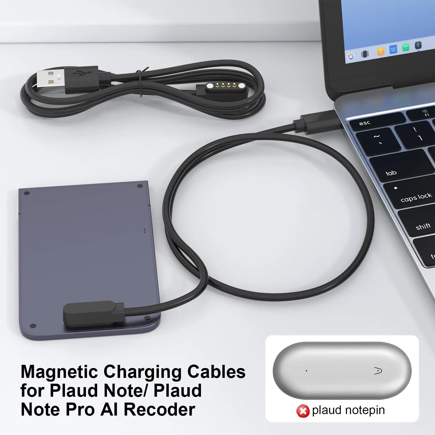 RGEEK 1m Charging Cable for PLAUD Note AI Voice Recorder Plaid.ai Charger Replacement USB-A/C Cord for PLAUD Note Pro