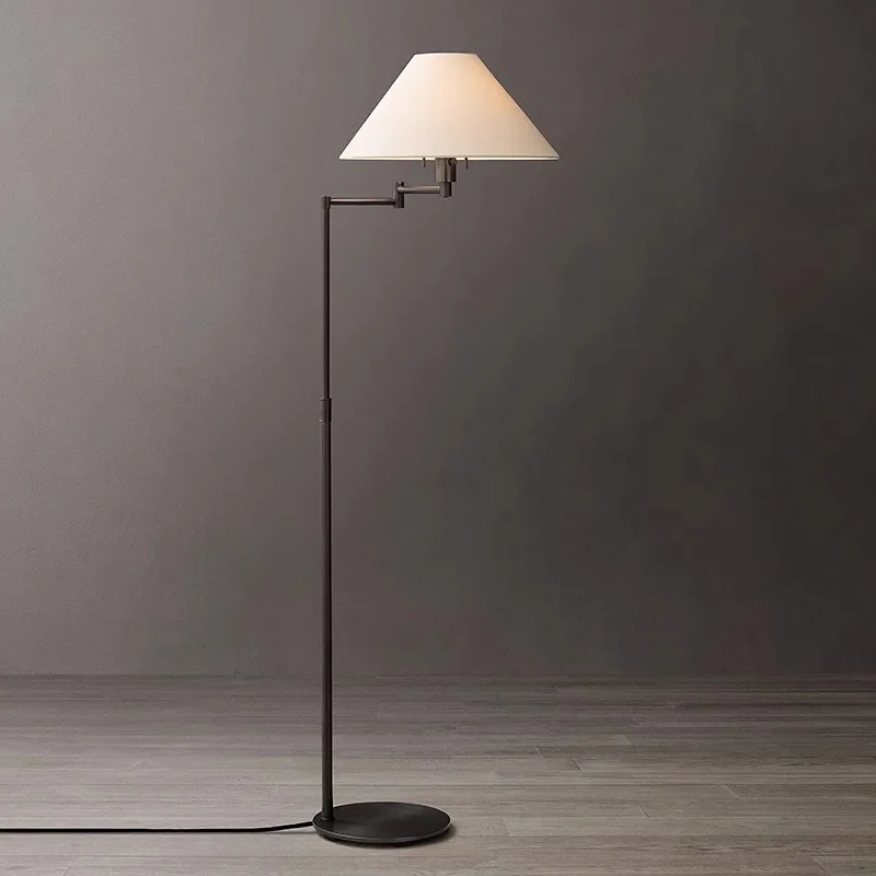 2025 New Living Room Floor Lamp Wabi-**** Retro Sofa Next To American Decoration Premium Atmosphere Rocker Arm Lamp
