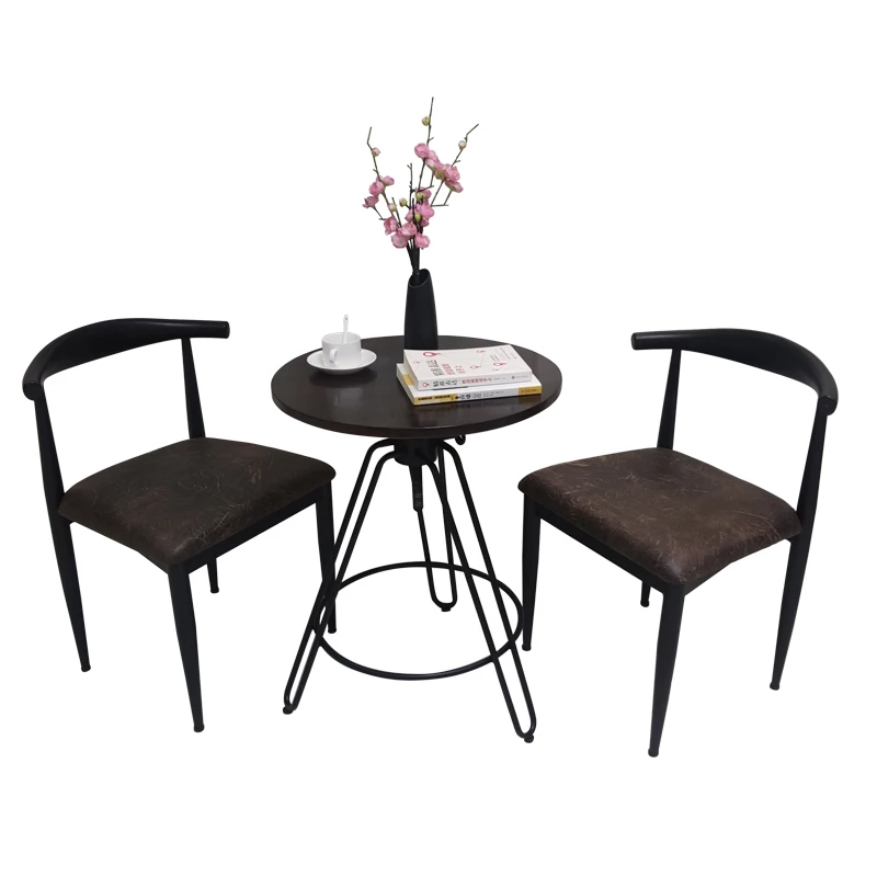 モダンなシンプルなコーヒーテーブル、サイドコーナー、小さな丸い無垢材のコーヒーテーブル、アンティークな錬鉄製のクラシックなティーテーブル