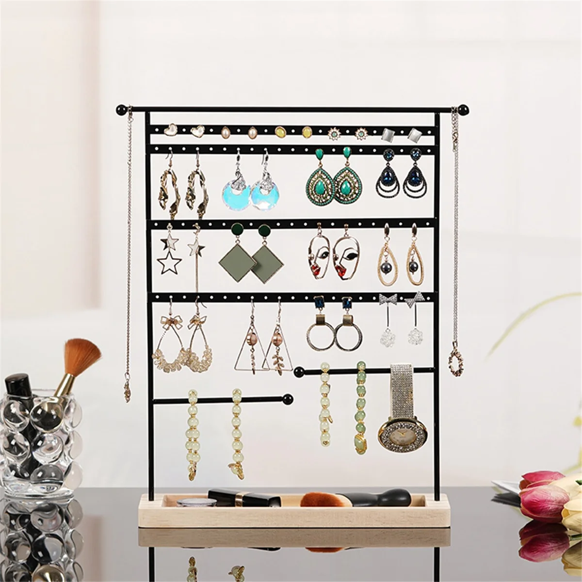 7 Tiers White 80-Hole Jewelry Rack Jewelry Earring Storage Jewelry Display Rack for Jewelry Storage and Display