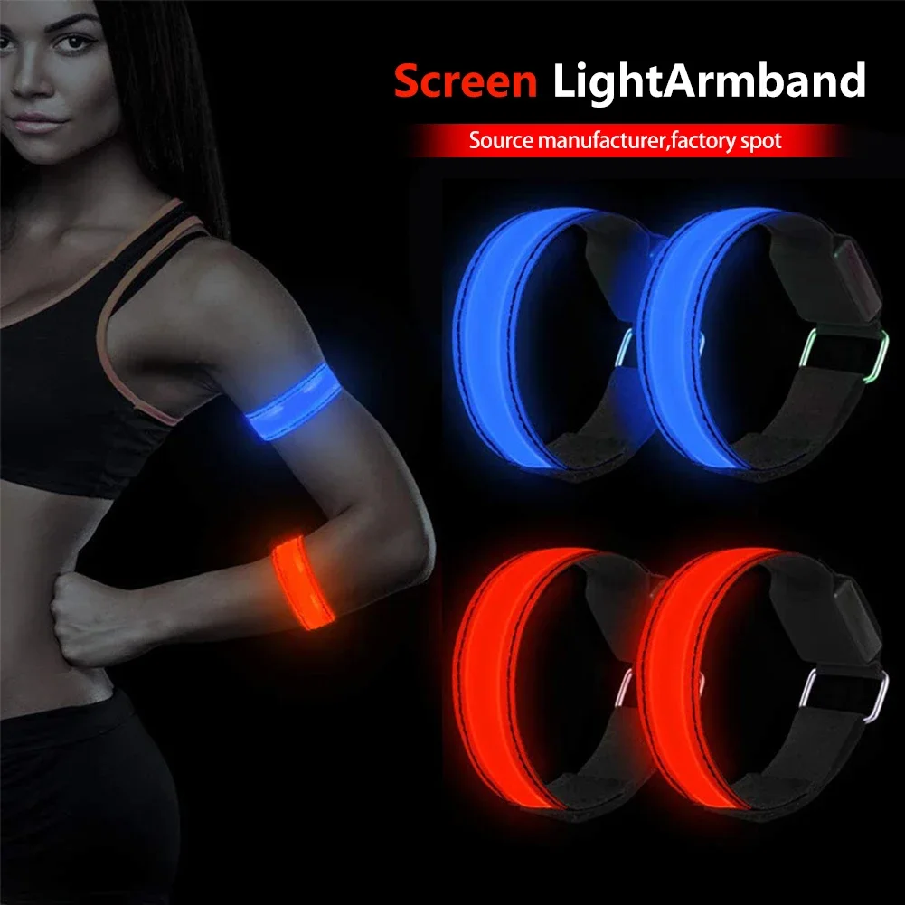 Rechargeable Night LED Luminous Armband Bracelet Outdoor Sports Running Reflective Safety Belt Night Jogging Walking Cycling