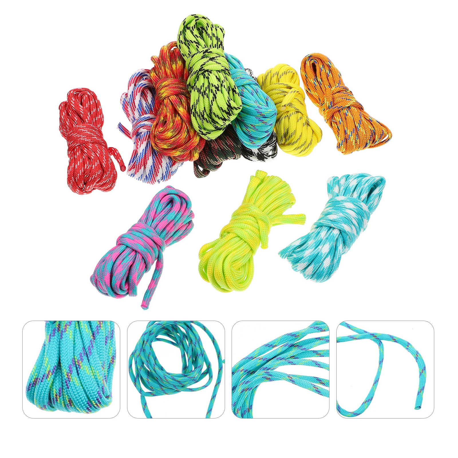 

12pcs 12 Rolls Umbrella Heavy Duty Climbing Portable Tent Rope Emergency Survival Rope Outdoor Adventure Braided Cord Sturdy