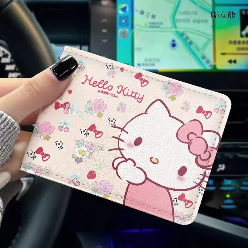 

Cute Hello Kitty Drivers License Protective Cover Leather Case Storage Card Bag Driving Licenses Multi-slot Motor Vehicle Case
