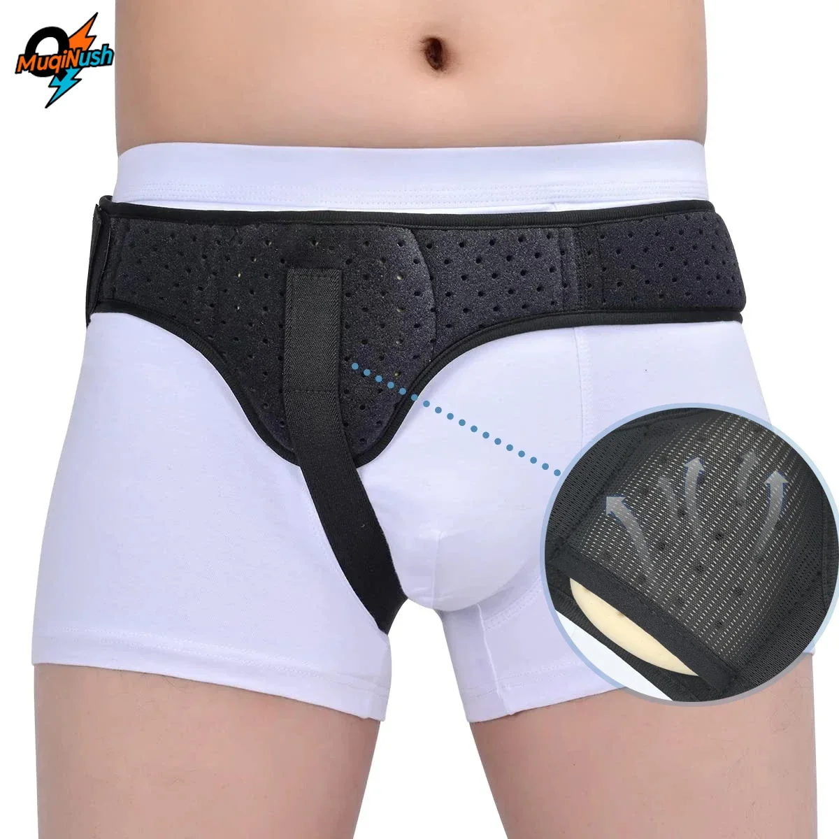 

MuqiNush Support Belt Truss for Men Women Left or Right Side Supportive Groin Pain with Removable Compression Pads Adjustable