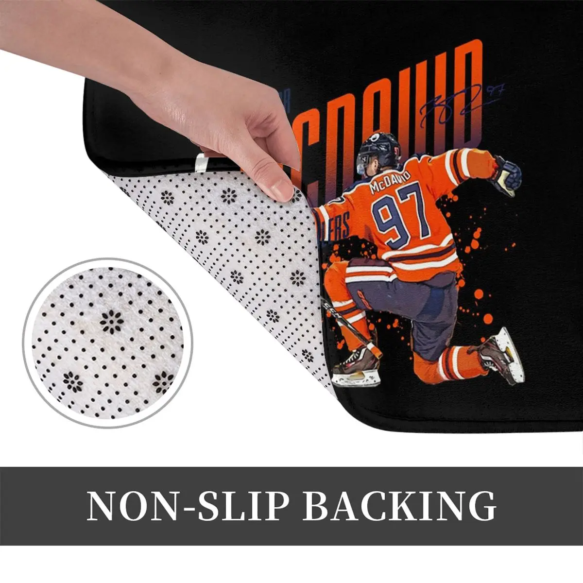كونور ماك ديفيد 97 لمحبي إدمونتون أويلرز المضادة للانزلاق ممسحة الكلمة حصيرة ماصة حصيرة السجاد البساط للمنزل غرفة نوم مسند القدم الحصير