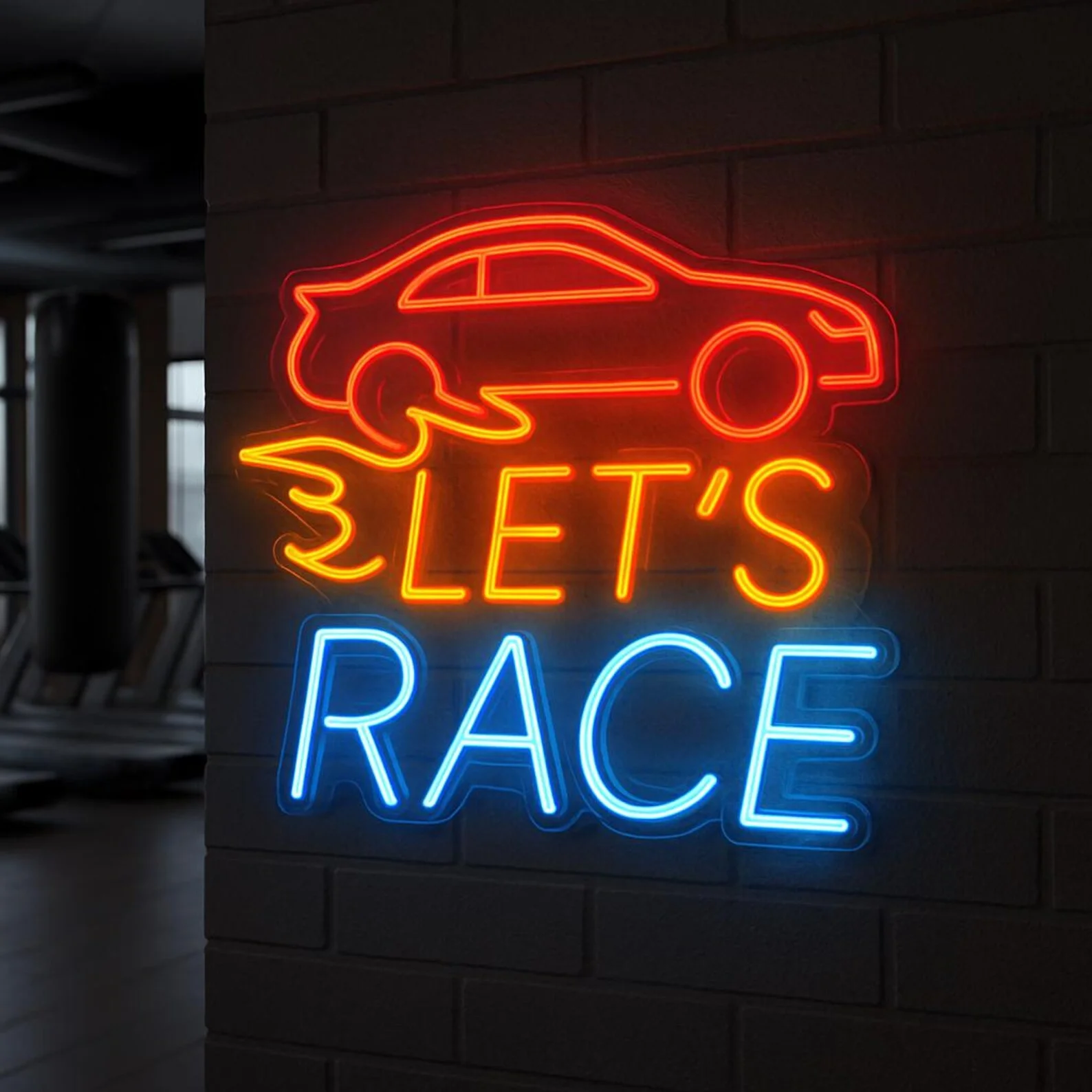 Lets Race Neon Sign. Racing LED Decor. Opposite Neon Decor.Car Neon Sign,Game Room Decor,Gift for Him