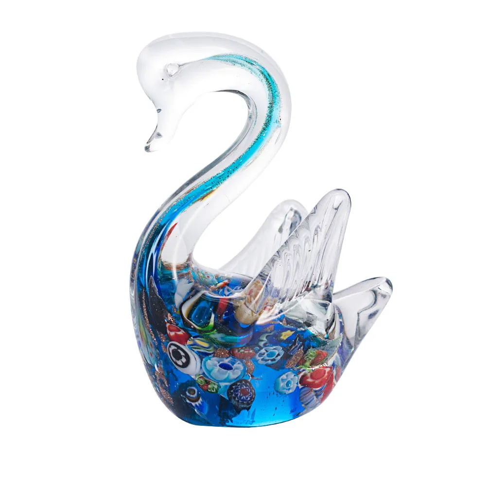 

Glass Swan Miniature Figurines Ornaments Cute Glass Animal Collection Home Decorations Statuette New Year Gift For Kids Handmade