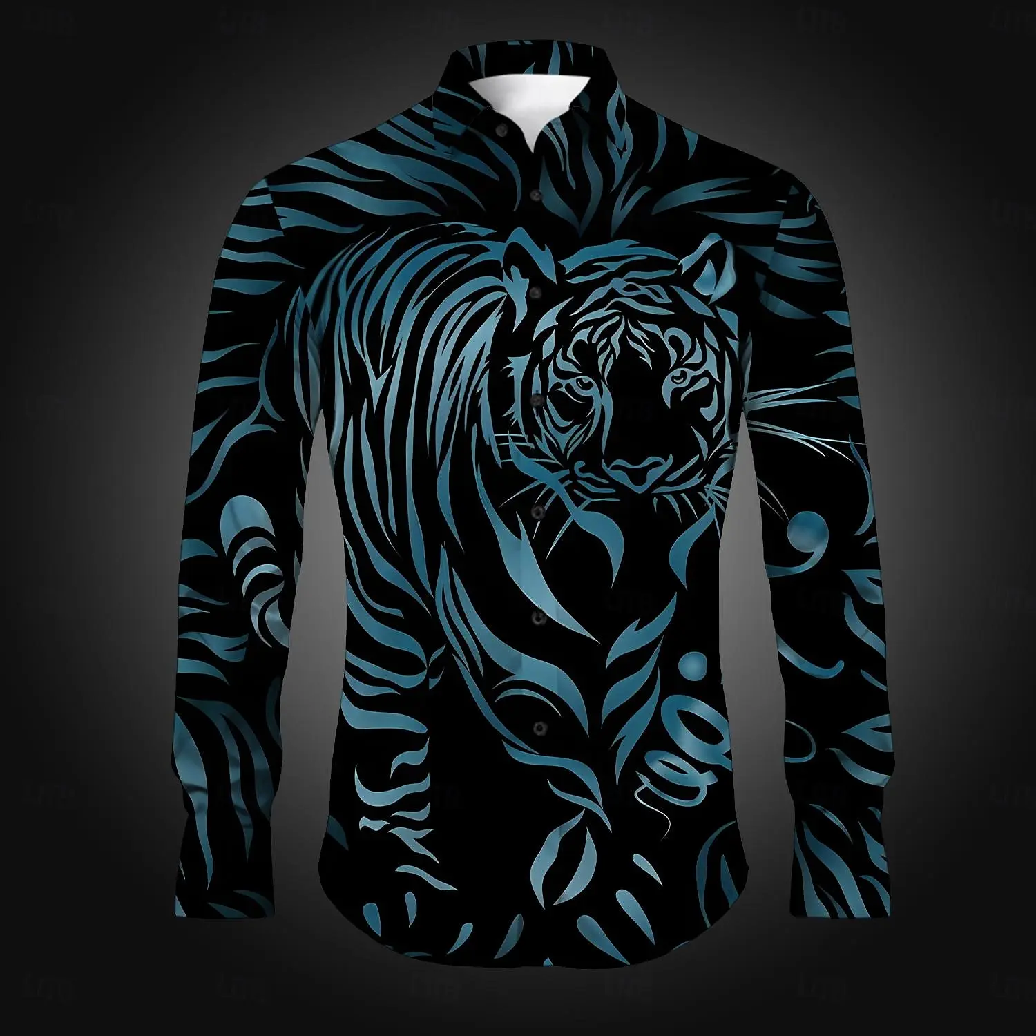 Chemise à manches longues imprimée en 3D pour hommes, chemise tendance confortable, vêtements haut de gamme, Hunter Animal King Tiger, 2024