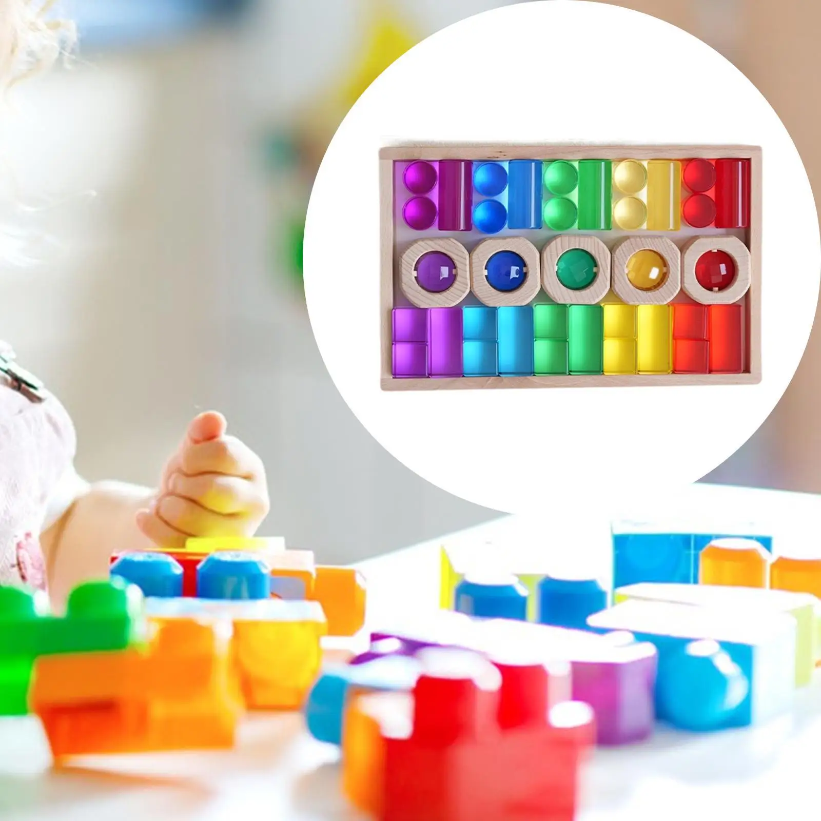 

Rainbow Building Blocks Set with Storage Case Stacking Game Acrylic GEM Stone Cubes for Children Kids Boys Girls Birthday Gift