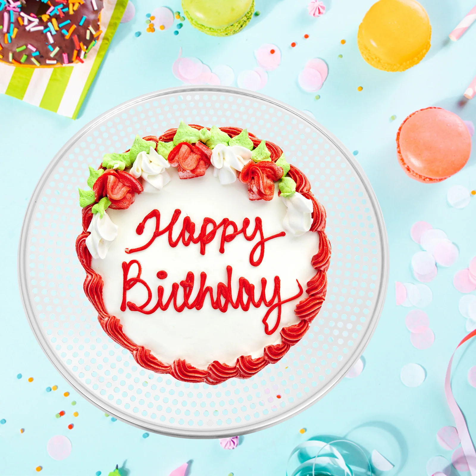 16 Inch Baking Tray Pan Holes for Baking Aluminum Screen Tray Round Pans Kitchenware Metal Pizza Plate Household