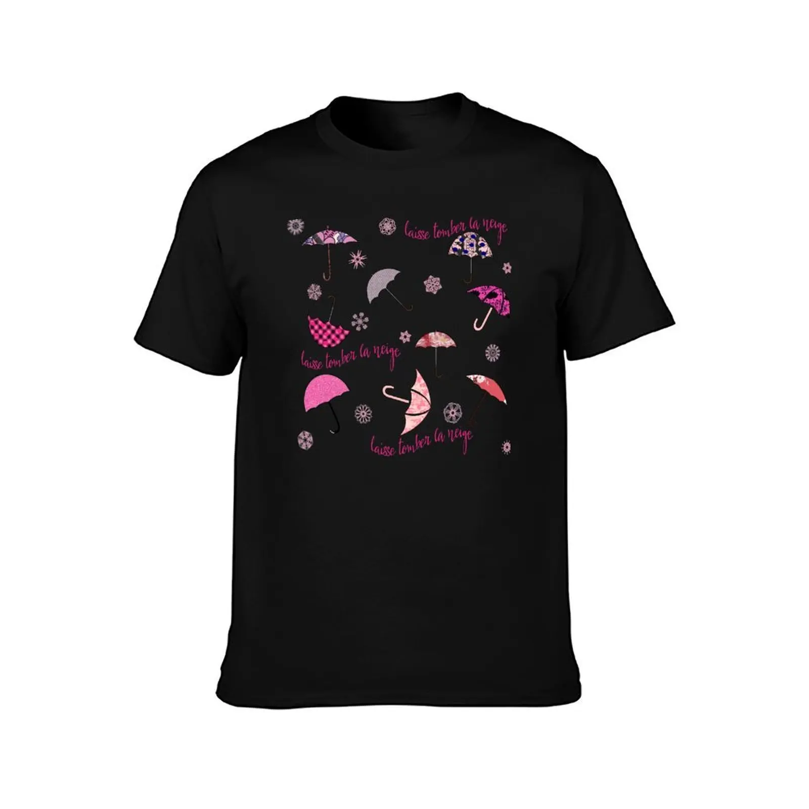 Laisse Tomber la Neige with Umbrellas T-Shirt Big Size Simple T-Shirt