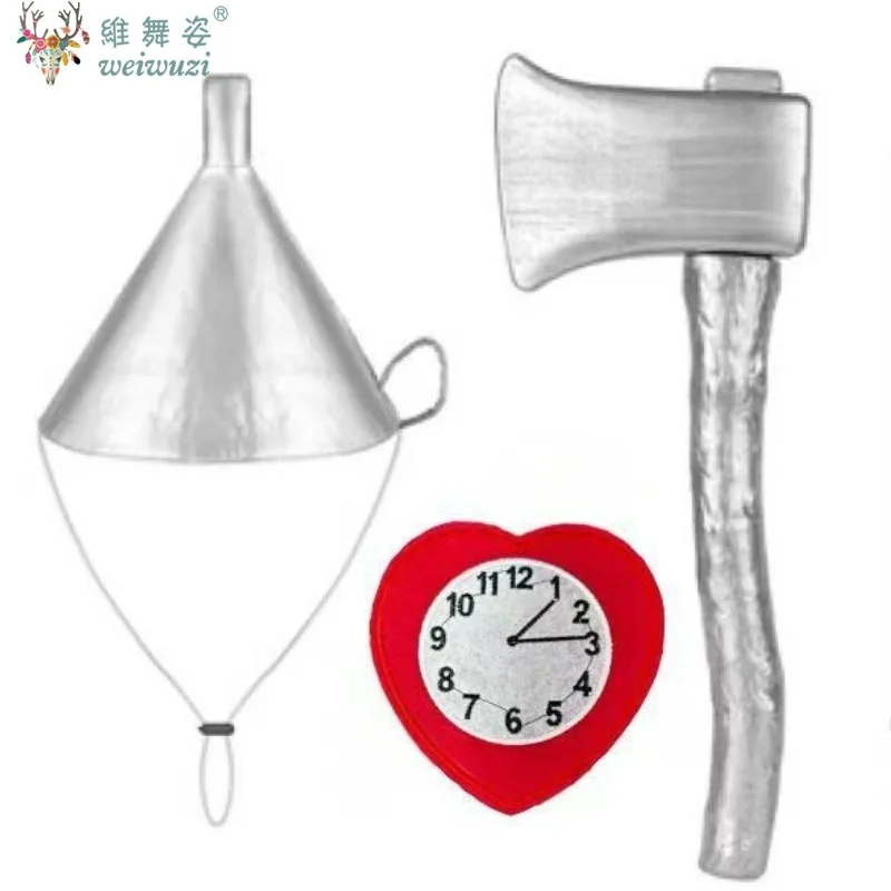 Halloween Accessories Stretch Cap Rope Buckles Silver Funnel Hat Gloves Hatchet Party Funny Toy Cosplay Costume Festival Happy
