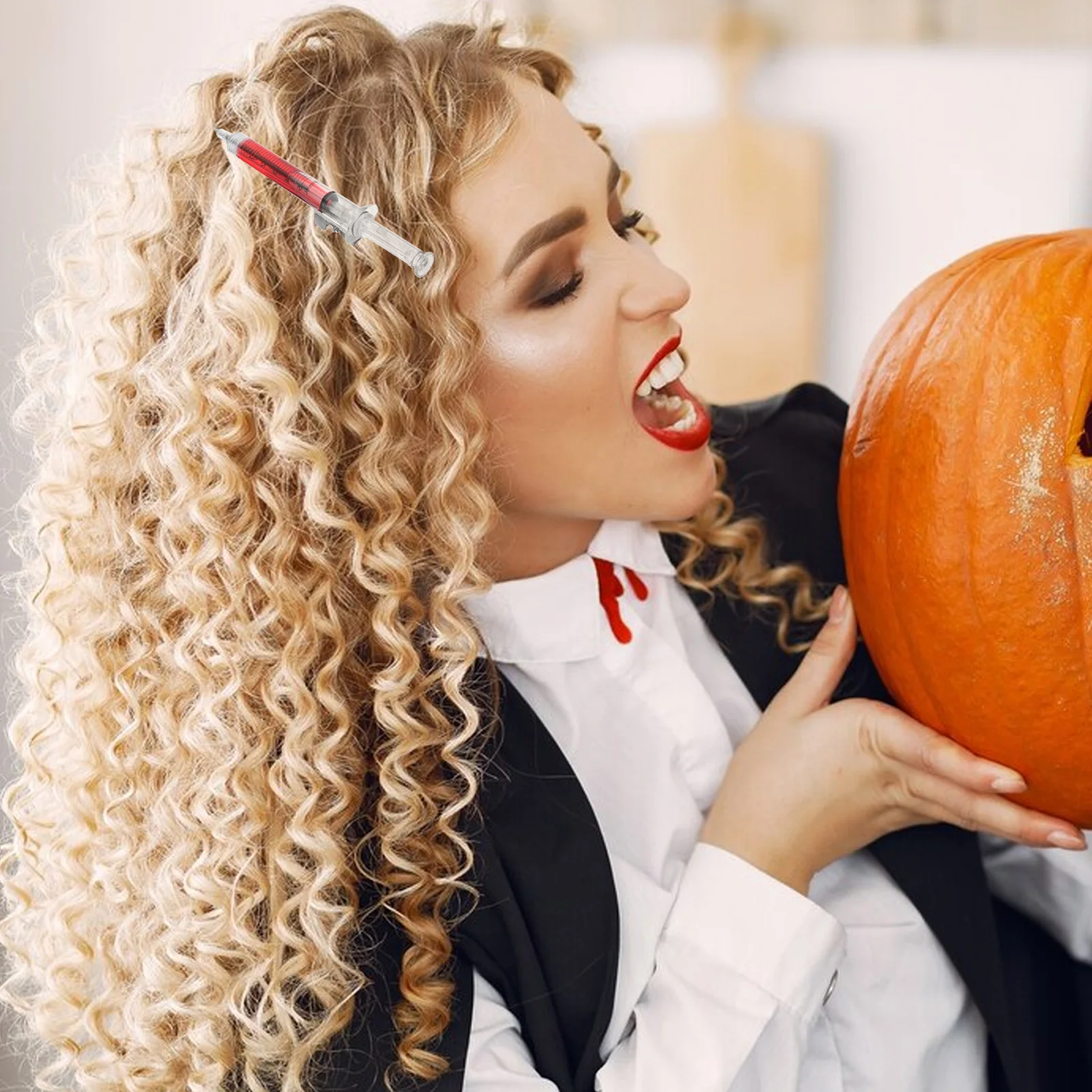 

6Pcs Syringe Hair Clips Blood Gothic Style Barrettes Women Hair Clips for Party Styling Women Barrettes Barber Accessories