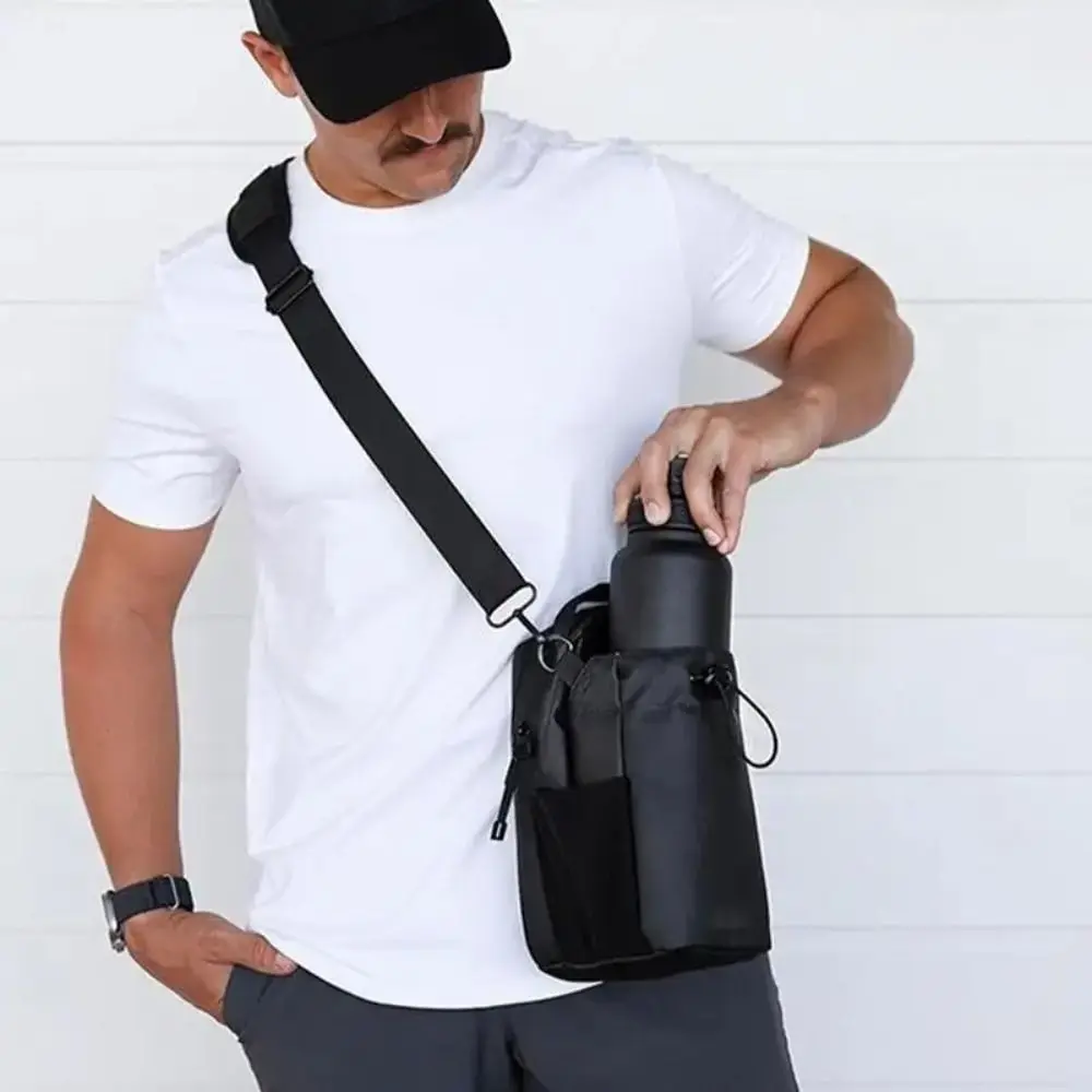 Magnetic Water Bottle Sling Bag Large Capacity Adjustable Gym Bottle Bag Portable Multi-layer Crossbody Sports Bag Outdoor