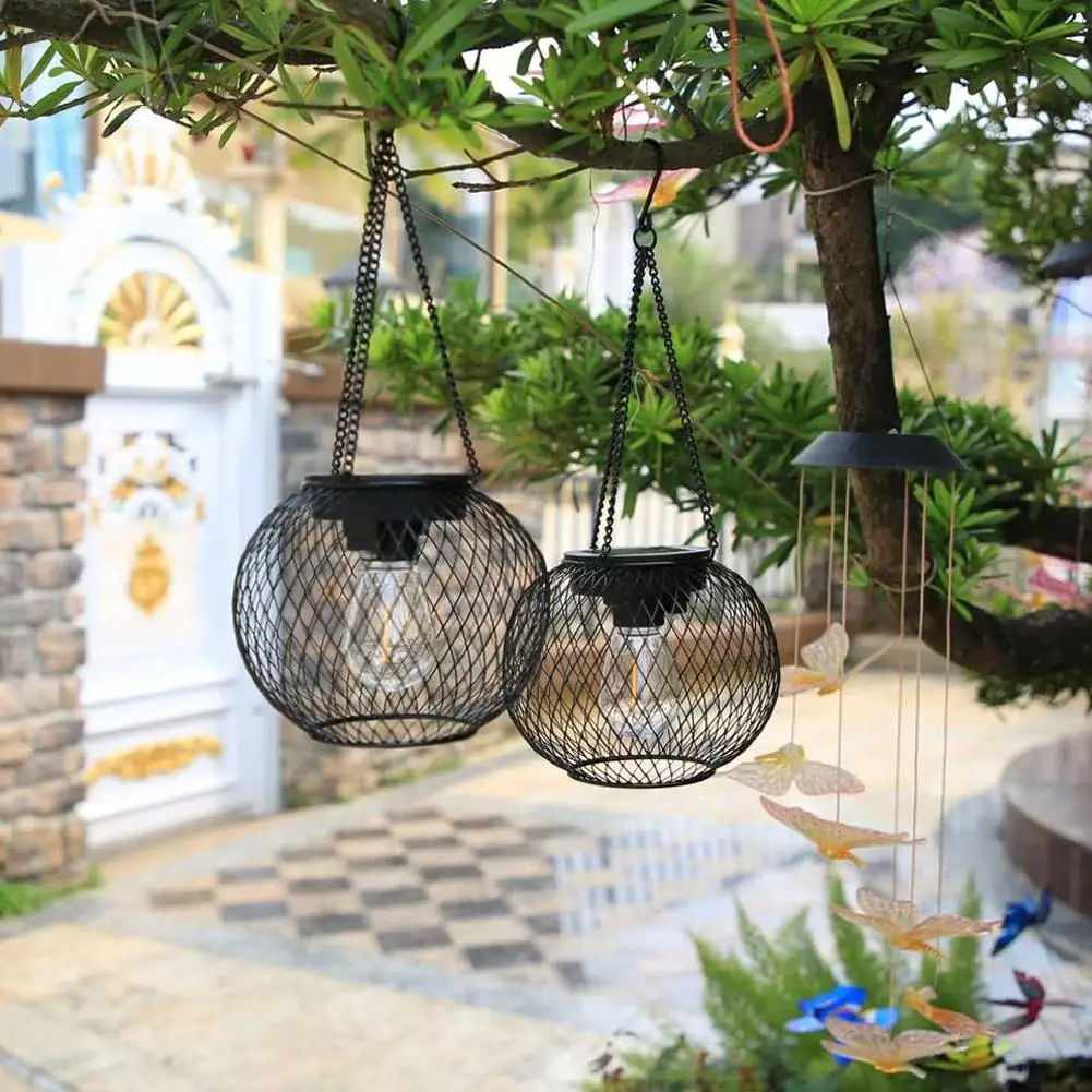 Solar Lantern Led Light Daylight Sensor Garden Lamps Lights Outdoor Waterproof Landscape Iron-art With Durable Chain Decor