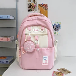 Girl's Aesthetic Backpack Middle High School Backpack Youth School Bag Large Capacity Book Bag Waterproof Kids Women Back Pack