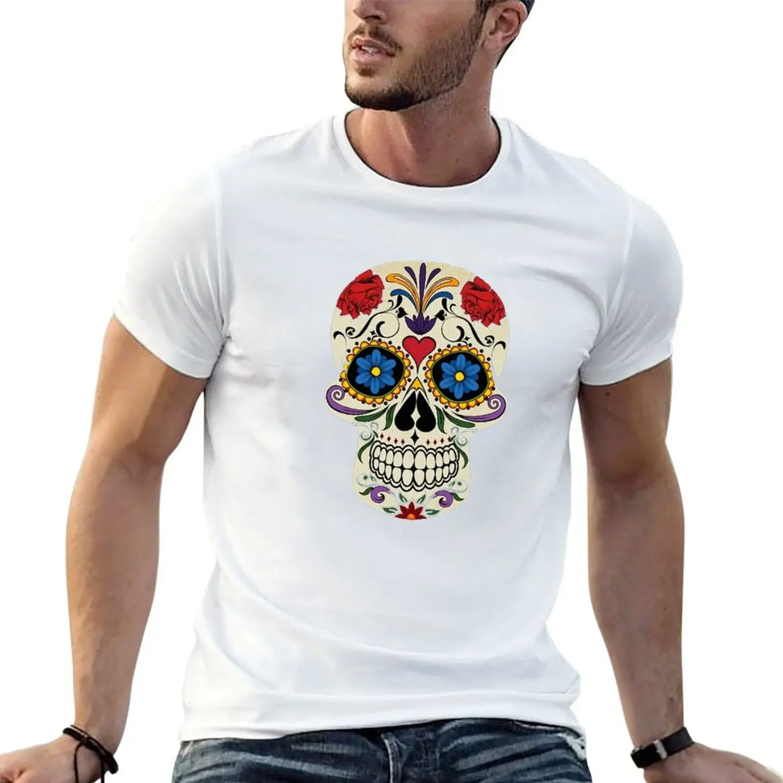 

Beautiful Sugar Skull Tee Design T-shirt oversizeds boys animal print graphics hippie clothes mens white t shirts