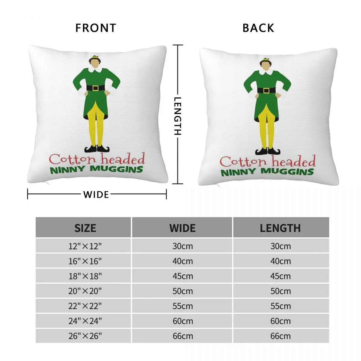 Buddy The Elf Cotton Headed Ninny Muggins Square Pillowcase Polyester Linen Velvet Printed Zip Throw Pillow Home Cushion Case