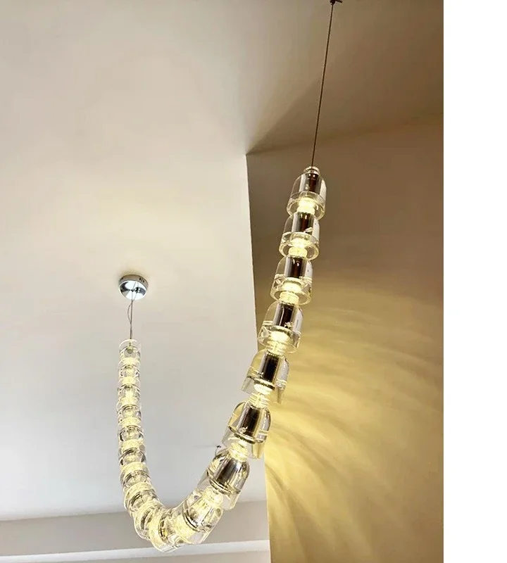 Светлая роскошная вилла, дуплекс, напольная пустая люстра для гостиной