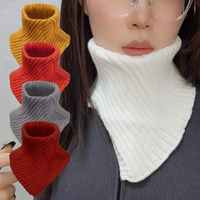 Fashion Colors Neckerchief Warm Cold-proof Wrap Lady Outdoors Winter Knitted Scarf Ring High Elastic Wool High Collar For Women