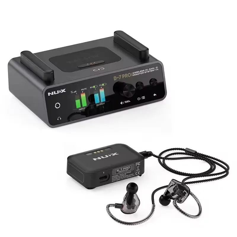 NUX B-7 PRO Persönliches drahtloses Überwachungssystem, 50 m Übertragungsreichweite, 2,4 Hz, universelle drahtlose Frequenz