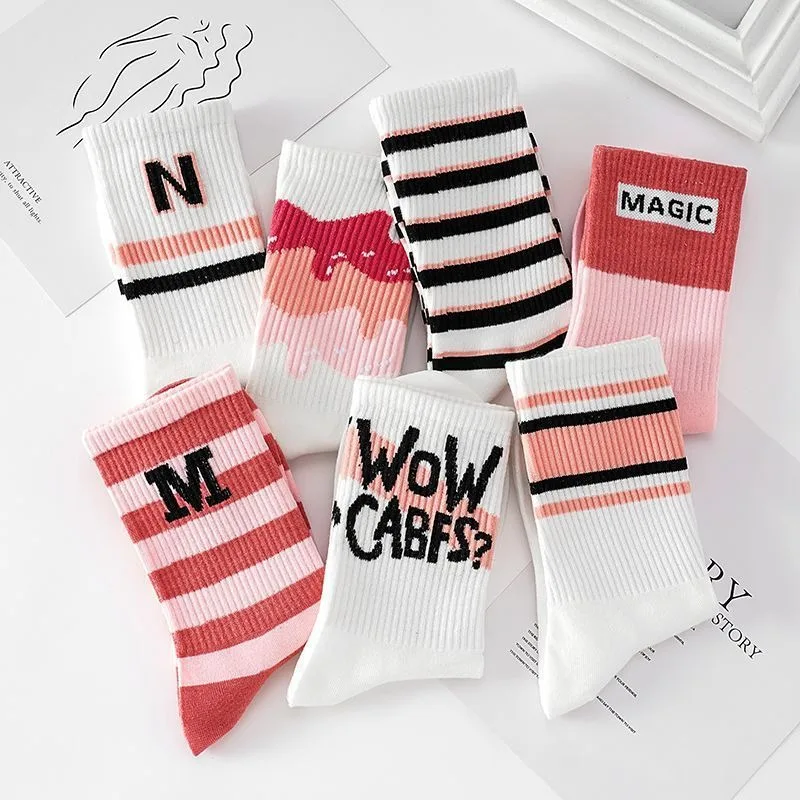 

Socks female long tube Instagram trendy and versatile high aesthetic value Forest series middle tube student white letter female