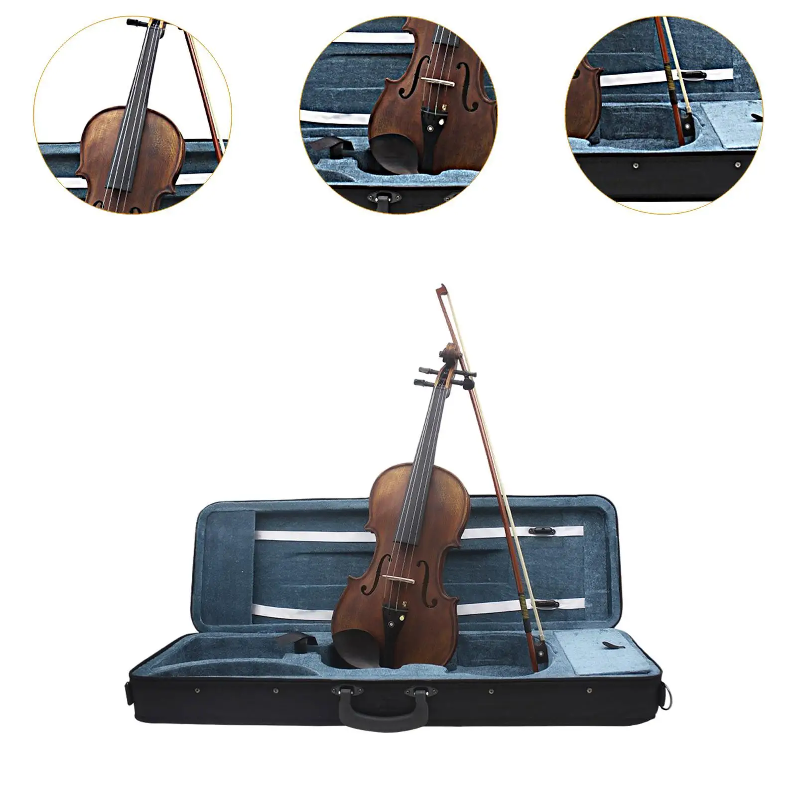 Violon pleine grandeur avec étui rigide, archet de violon, instruments de musique à cordes pour adolescents, maire intérieur, amoureux, débutants, cadeaux de vacances