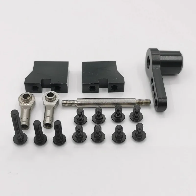 1 Set Black Simulation Metal Turn Tie Rod for 1/14 Tamiya Iveco Dedicated Diy Parts