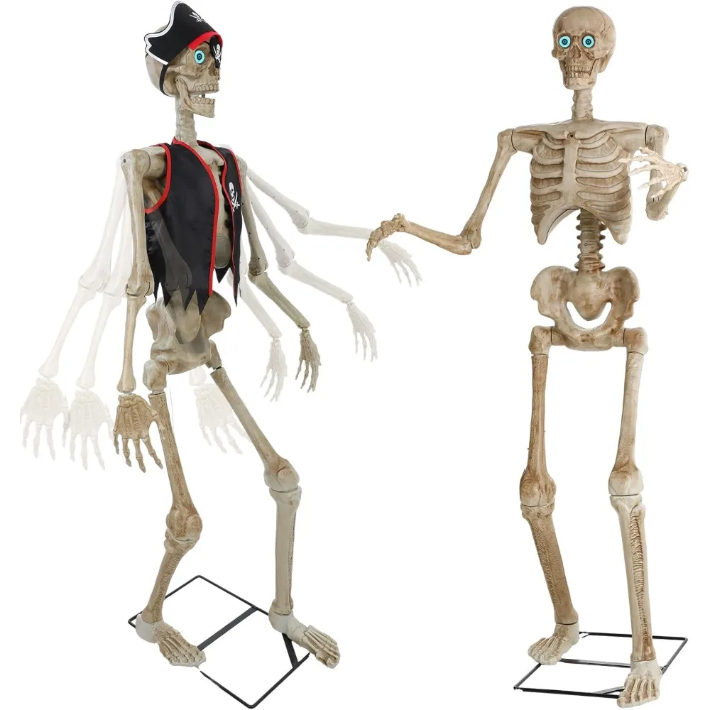 IR Sensor Activated 5.3 Ft Halloween Skeleton Animatronic with Spooky Sound Effects and Lights Full Body Posable Human Bones LED