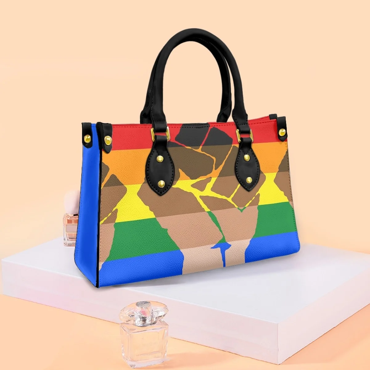 

Love Bags For Women Commuting Rainbow Print Luxurious Women's Shoulder Bag Ladies Handbags Street Fashion Customized Bag