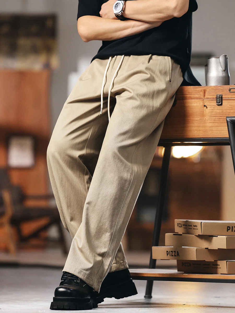 

Men's Casual Straight Leg Pants Fce Lined Vintage American Sle Loose Fit Comfortable Leisure Long Trousers for Autumn Wi...