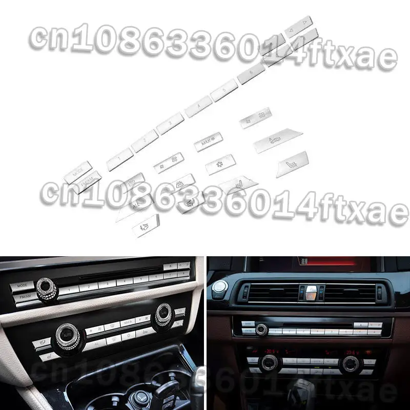 12 PCS Silver Suitable for BMW 5 6 7 Series F10 F18 F07 F01 F02 F06 F12 F13 Car Air Conditioner AC CD Switch Button Sticker