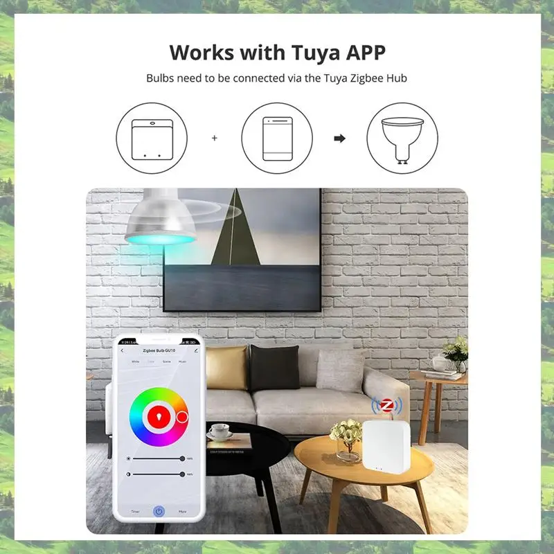 

A59Z-Tuya Zigbee для GU10 умная светодиодная лампа RGBCW с регулируемой яркостью прожектора для Alexa Google Home голосовое управление 110-240 В лампа