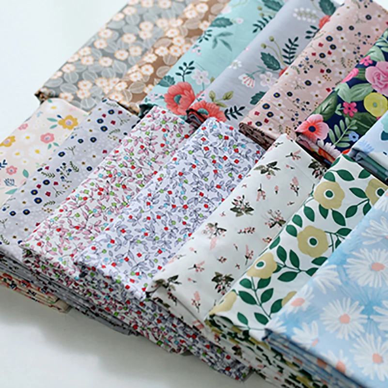 Floral Twill Fabric Flowers Pure Cotton for Sewing Dresses Clothes Sheet DIY Handmade by Half Meter