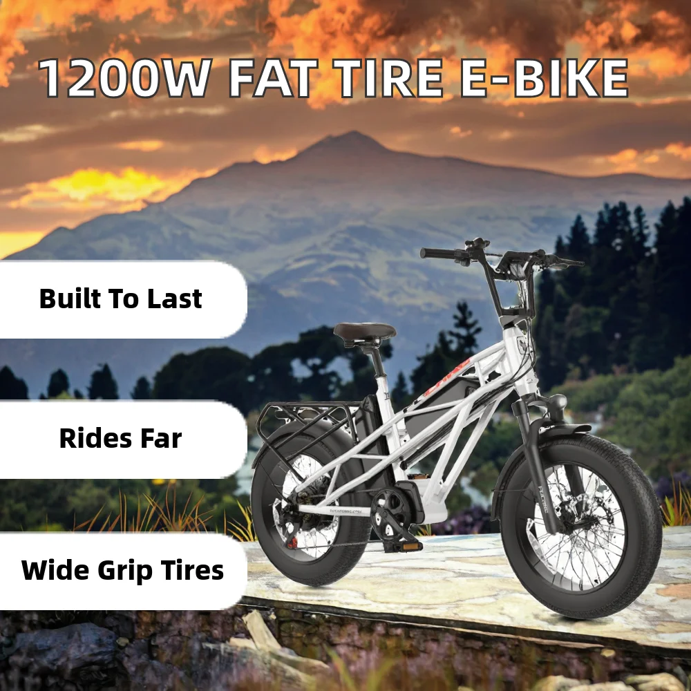 *forUS Local Stock Certification 1200W Lithium Battery 120 Miles Long Range 20-Inch Fat-Tire Aluminum Alloy Electric Bike