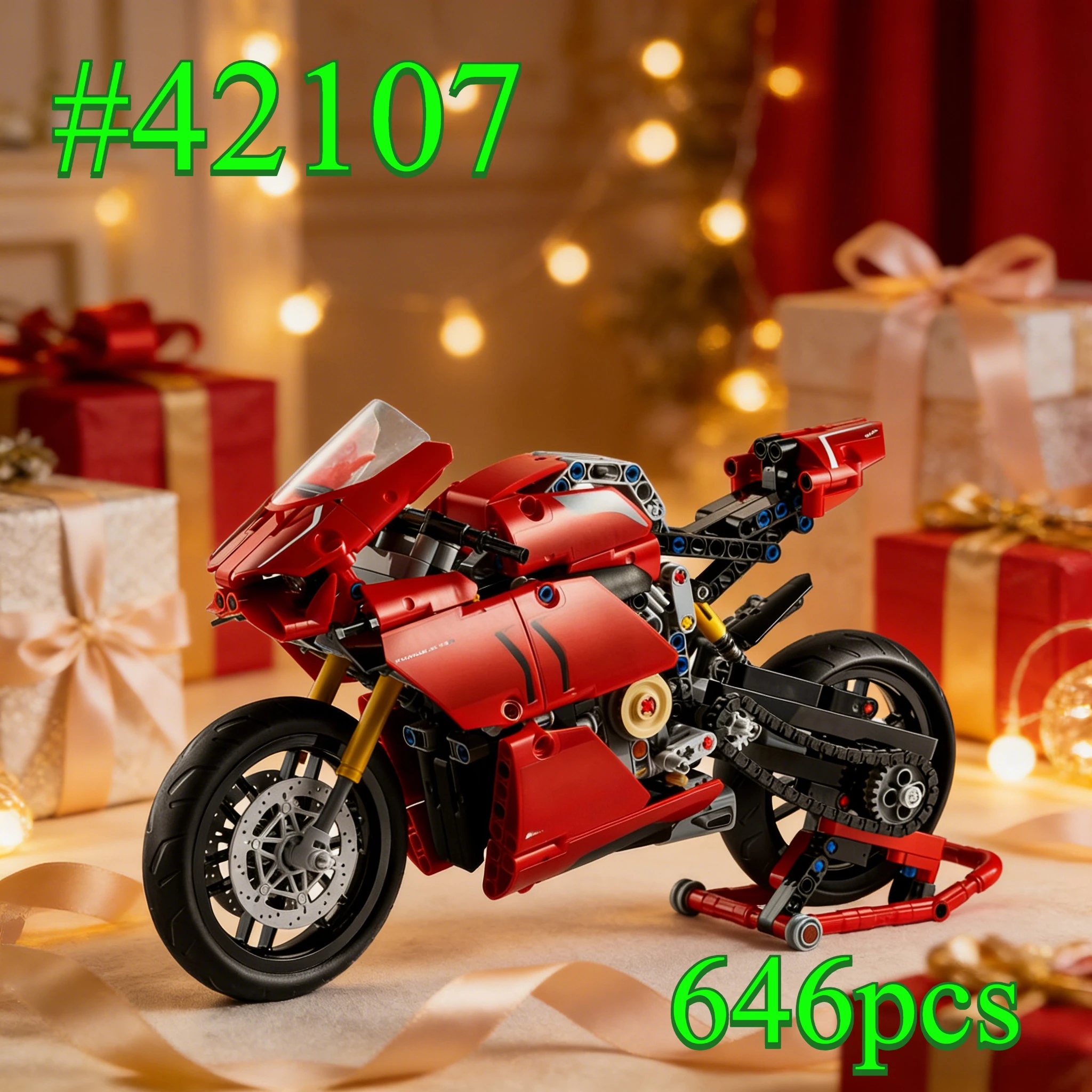 

Конструктор «Мотоцикл с регулируемой скоростью» (красный), 646 деталей, совместимый с Lego, идеально подходит для подарков на день рождения.