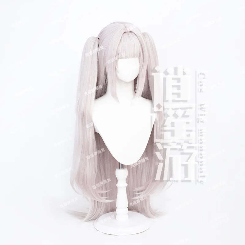Azur Lane Halfor 버니 걸 코스프레 가발, 시뮬레이션 두피 탑 및 실버 화이트 그라데이션 스타일링 할로윈 선물