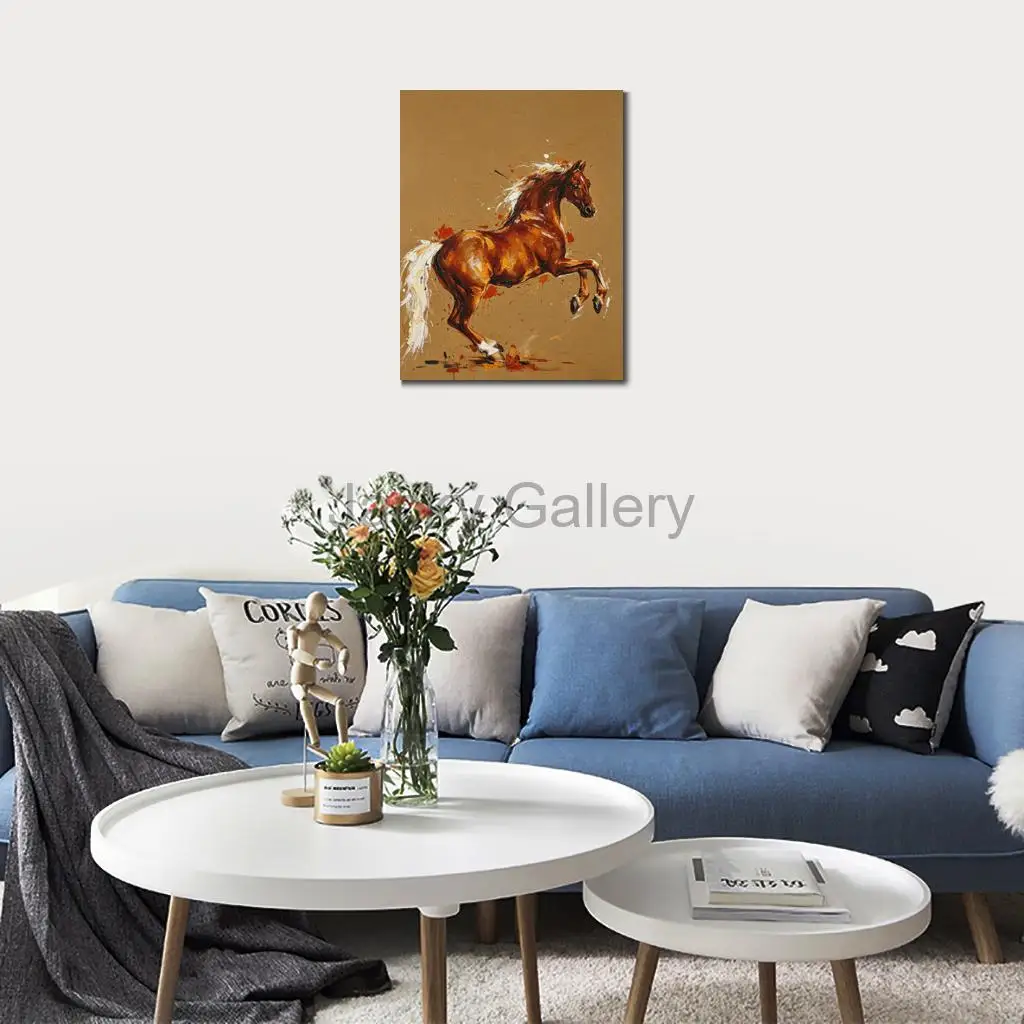 Hand Painted Abstract Galloping Horse Oil Painting Whistlejacket Large Equestrian Canvas Wall Art for Living Room Office Decor