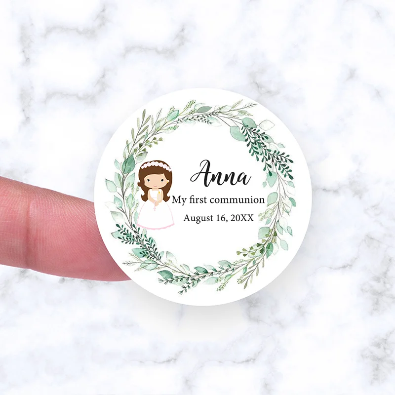 3.5cm/4.5cm My First Communion Sticker Boy Girl Mi Primera Comunión Holy Favors Labels Christening & Baptism Stickers