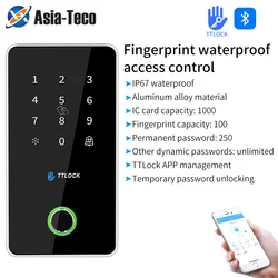 À prova d'água Fingerprint Access Control, Abridor do Sistema de Porta, Porta Elétrica Metal Teclado, 13.56Mhz Cartão RFID, TTlock MJ02, NFC