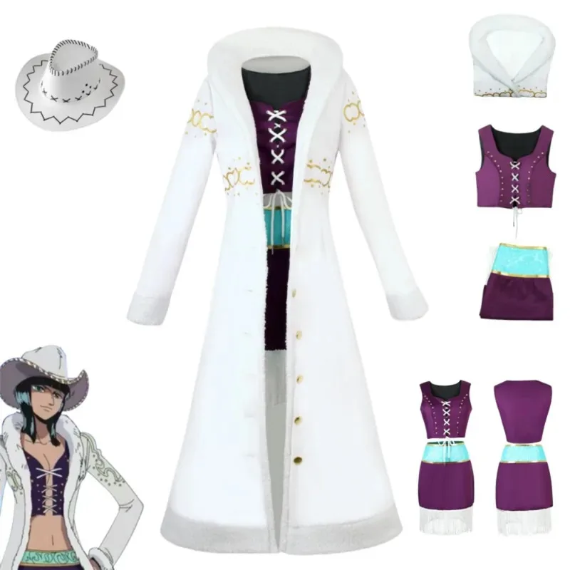 

Nico Robin Cosplay Costume Anime One Piece Miss Allsunday Dress Coat Women Fantasy Demon Slayer Punk Outfit Halloween for Adult