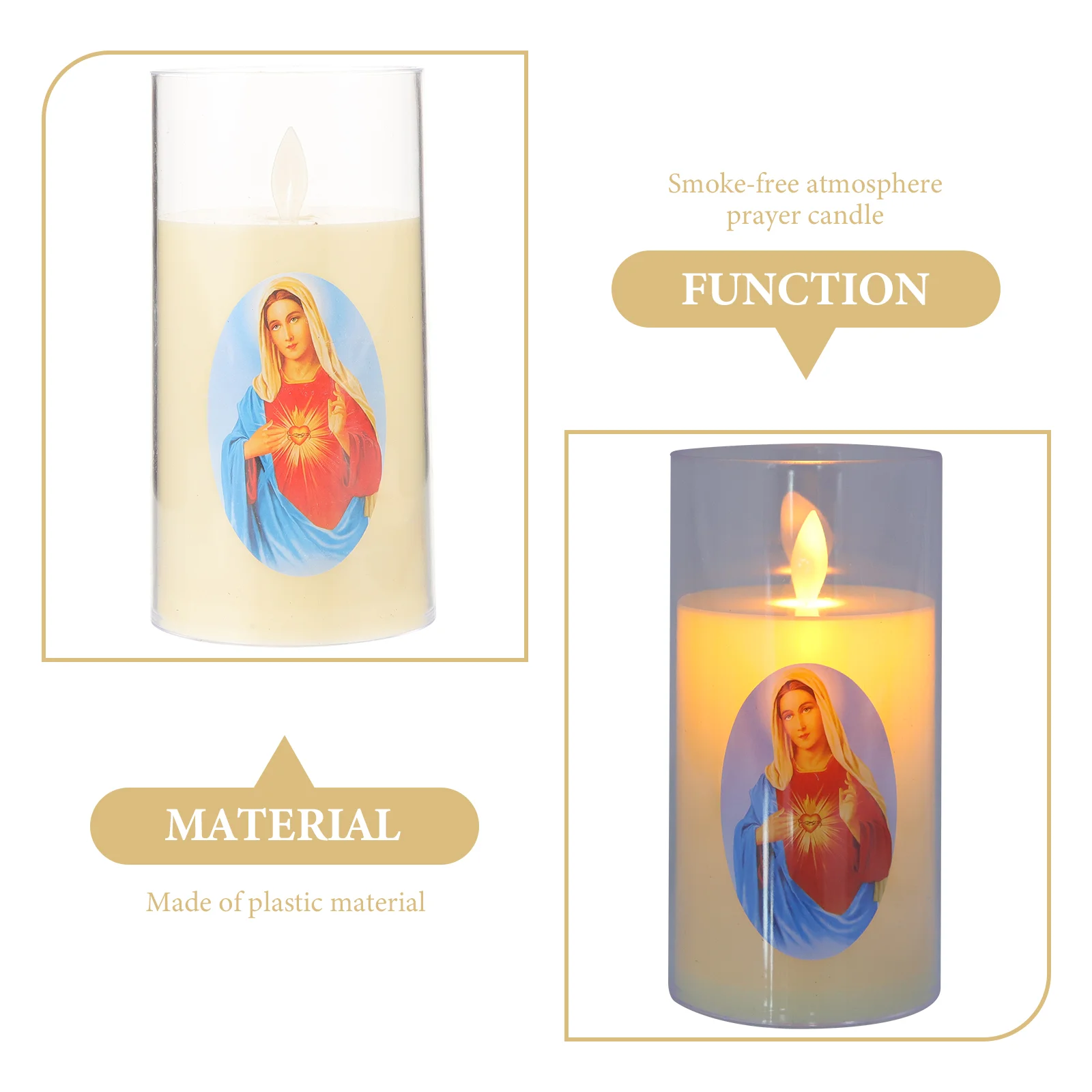 Smoke-free Atmosphere Light Candles Prayer Catholic Operated Swing Plastic Religious Virgin Mary LED