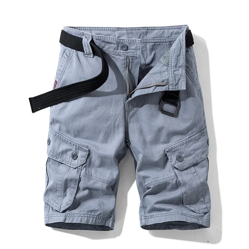 Men Summer Outdoor Leisure Buttons Cargo Style Shorts Men Solid Straight Cotton Comfortable Fashion Design Short Pants XT1028